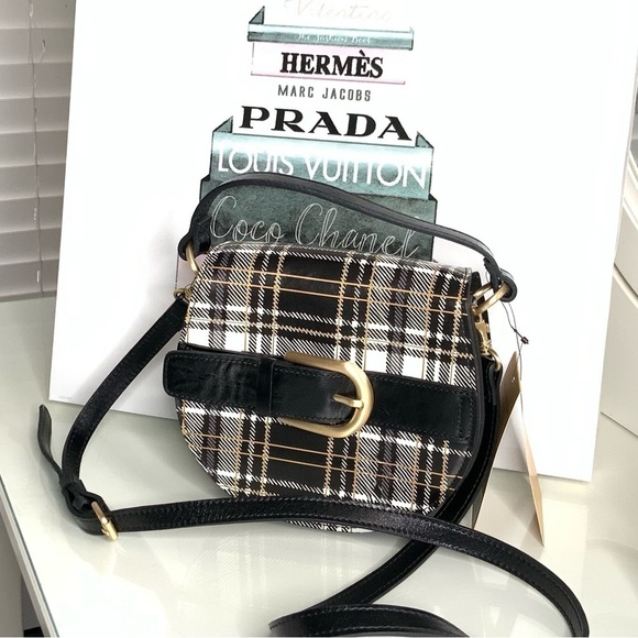 Patricia Nash Annfield Crossbody Bag Black and White Plaid - Picture 1 of 7